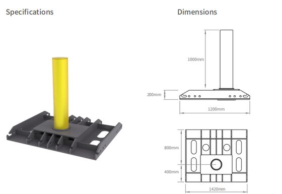 IWA 14-1 Crash Rated Fixed Bollards with 200mm Shallow Mount and Hot-Dip Galvanized Finish