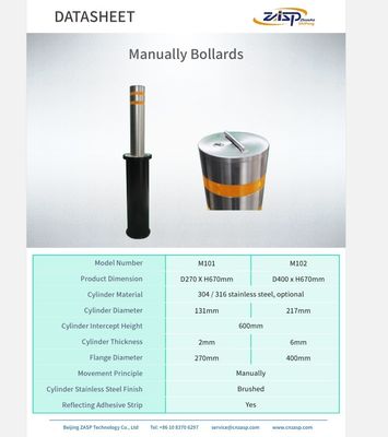 6±1mm Thickness Manually Retractable Bollard High Weather Resistance Long Lasting Performance