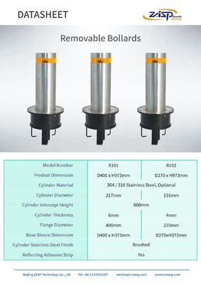 Stainless Steel Durable Removable Road Bollards With High Visibility