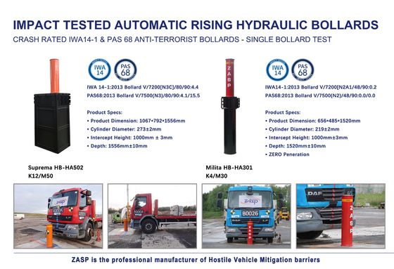Secure Access Control with 900mm Intercept Height Automatic Bollards and 10±1mm Cylinder Thickness of Q235 Steel