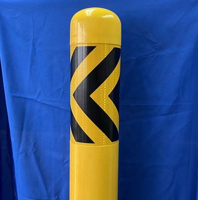 Roadway Safety Remote Control Parking Bollards Yellow Powder Pipe Cast 1000mm Height
