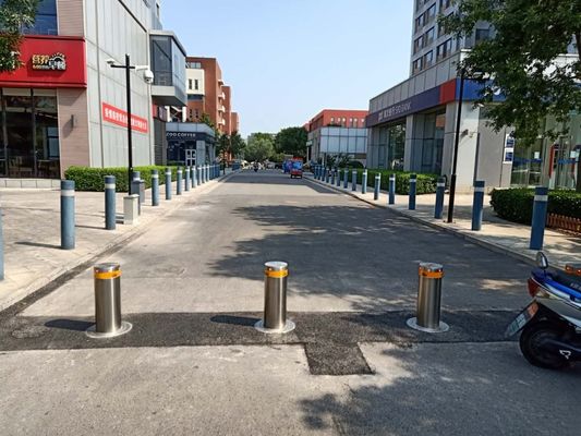 6mm Thickness Access Security Hydraulic Automatic Rising Bollards with LED Warning Light