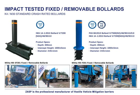 Security M30 M50 Anti Ram Bollards Anti Terrorism Anti Crash HVM