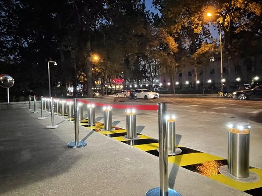 304 Stainless Steel Automatic Bollards With LED Light System Integration