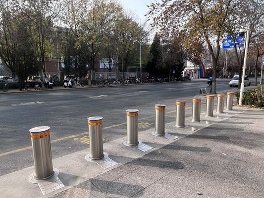 304 Stainless Steel Automatic Bollards With LED Light System Integration